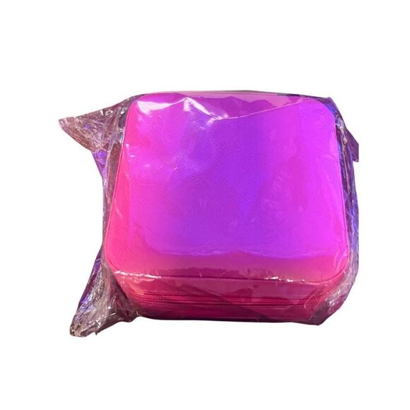 NWT Hot Pink Travel Jewelry Box with Dividers, mirror and Zipper - Picture 2 of 5